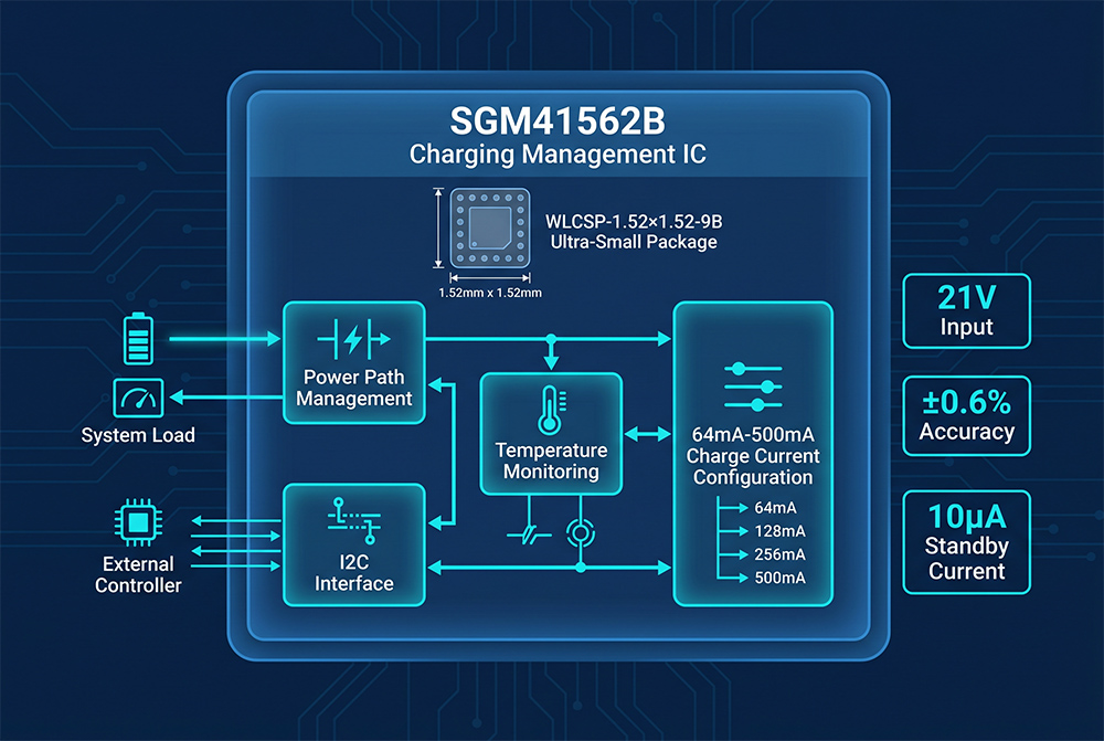 SGM41562内部功能框图 Power Path I2C接口 温度监测模块