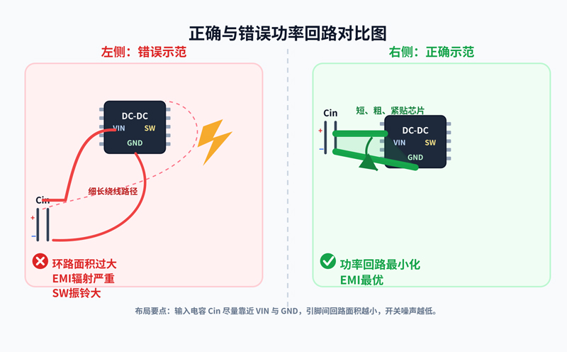 正确与错误功率回路对比图